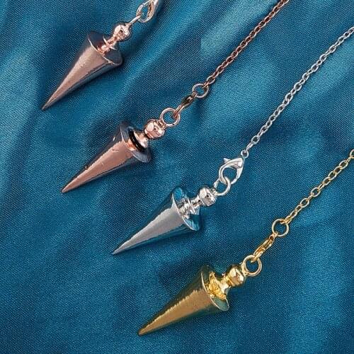 Cone Metal Pendulum for Wicca Antique Copper Gold-color Spiritual Pendulo Radiestesia Healing Pendule Hot Sale Jewelry G336