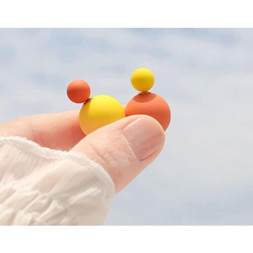 Creativity Simulated Pearl Candy colors Earrings for Girl Cute Two-color Earring Girl Nice Optimal Gifts Accessories Christmas