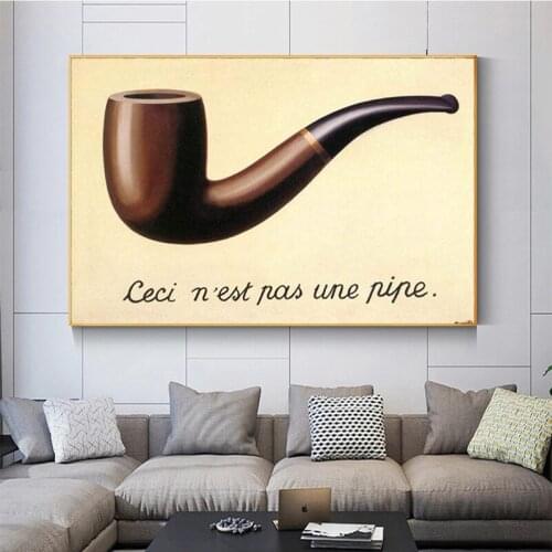 Magritte Most Famous Painting This Is Not A Pipe Canvas Painting Posters and Prints Wall Art for Living Room Home Decoration