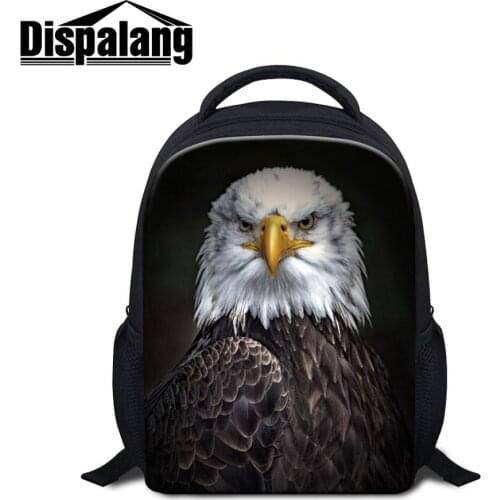 Double Zipper Mini Backpack Custom Picture Logo Eagle Printing Casual Daypack Boys Daypack Cute Schoolbag for Kids