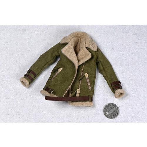 1/6 Army green Lamb Cashmere Jacket Model for 12" Tbl Female Body Figure Doll