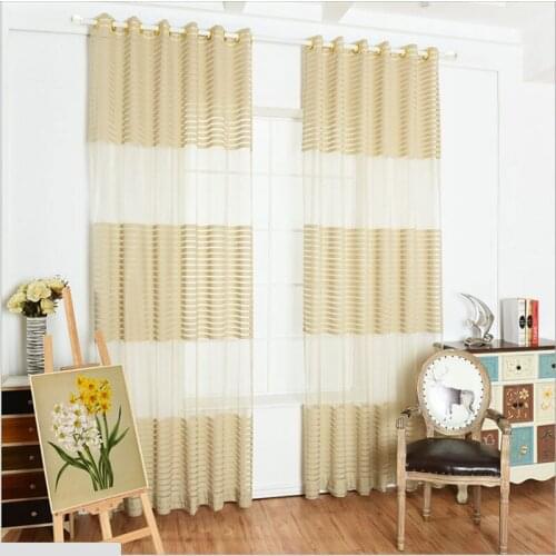 Fashion curtains yarn hotel striped decorating fashion tulle curtains tulle decorating europe jacquard curtain fabric