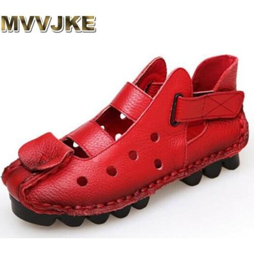 MVVJKE Vintage Handmade shoes woman Flats Sandal Casual Moccasins Women Sandal Leather Shoes Woman Womens sandals