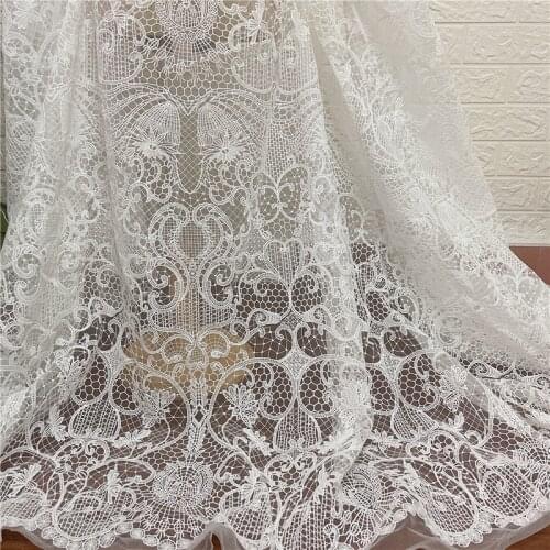 LFY Last Off White Vantage Tulle Mesh Embrodiery Lace Wedding Brdal Gown Lace Fabric DIY sewing Dress Fabric Material Textile