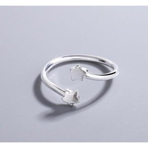 New Simple 925 Sterling Silver Jewelry Fashion Popular Temperament Personality Drawing Star Opening Rings SR126