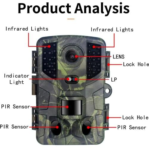 PR800 1080P 16MP Trail Camera, Hunting Camera with 120 Wide-Angle Motion Latest Sensor View 0.2s Trigger Time Trail Game Camera