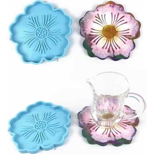 Flower Coaster Epoxy Resin Mold Cup Mat Pad Silicone Mould DIY Crafts Decorations Ornaments Casting Tools