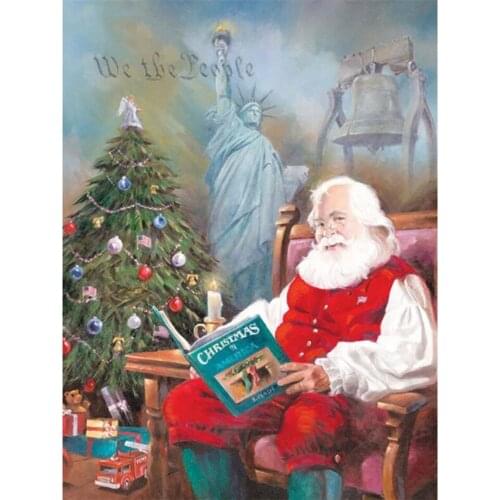 Full Square Diamond Painting by Number Cross Stitch Santa Reading A Book Diamond Embroidery 5D Diy Mosaic Needleworks Art Crafts