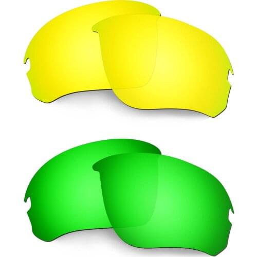 HKUCO Polarized Replacement Lenses For Flak Draft Sunglasses Gold/Green 2 Pairs
