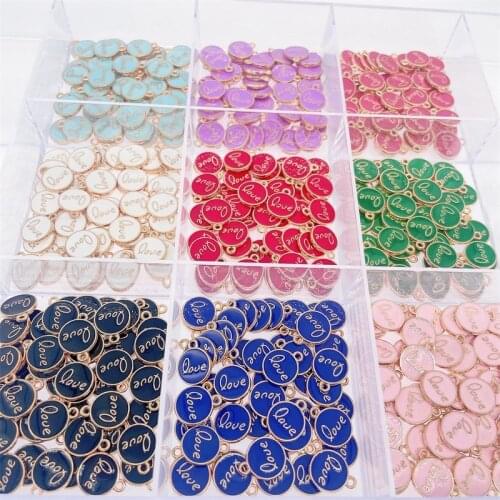 12*14mm 10Pcs Colorful Love Pendant Double-sided Enamel Bracelet Handmade Accessories for DIY Earrings Jewelry Making Supplies