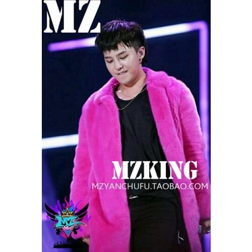 S-5xl ! 2020 Mens New Slim Djds Male Singer Quan Zhilong Gd Imitation Mink Short Rose Long Fur Coat Costume Clothing