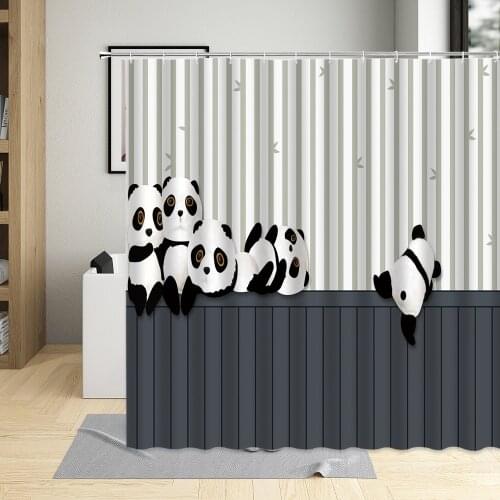 Cartoon Animals Shower Curtain Panda Unicorn Rabbit Kid Bathroom Set Home Decor Child Curtains With Hooks Waterproof Polyester