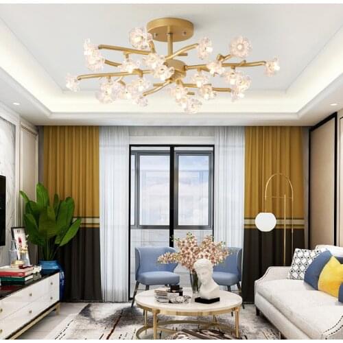 Black/gold Modern Minimalist Ceiling Lamp Creative Art Bedroom Dining Room Glass Wrought Iron LEDLighting Living Room Decoration