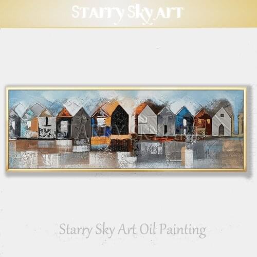 Special Landscape Artist Hand-painted High Quality Europe Houses Oil Painting on Canvas Modern Landscape City House Oil Painting