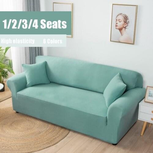 Solid Color Winter Sofa Cover for Living Room Warm L-shape Slipcover Elastic Printed Sofa Towel Decor Couch Cover 1/2/3/4 Seat