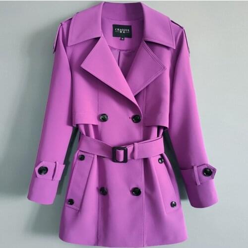 Plus Size Solid Windbreaker Women Mid Long 2021 Autumn New Big Lapel Belted Double Breasted Long Sleeve Trench Coat Female G1354