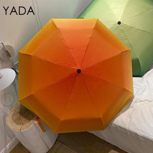 YADA NEW Fashion Gradient Color Umbrellas Rain uv 3 Folding Umbrella For Women Windproof Designer Umbrellas Female YS200250