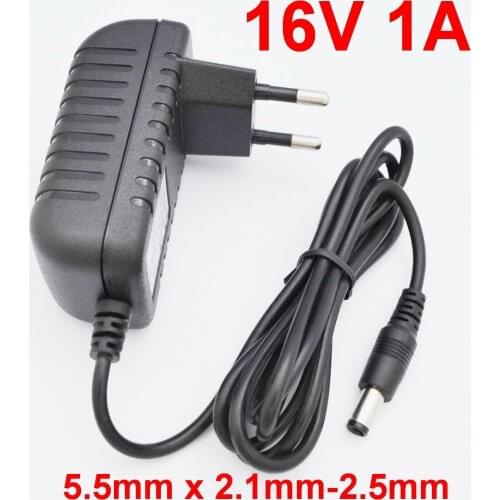 1PCS 16V 1A High quality IC solutions AC 100V-240V Converter Adapter DC 16V 1A 1000mA Power Supply EU Plug 5.5mm x 2.1-2.5mm
