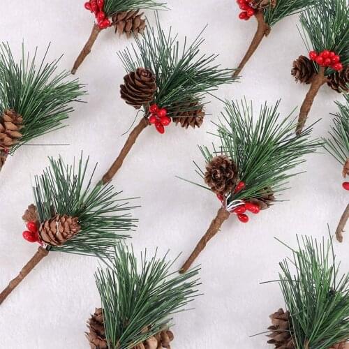10Pcs Christmas Tree Accessories Mini Pine Needles Gift Box Decoration Plants Christmas Decoration Ornaments Desktop Pine Cones