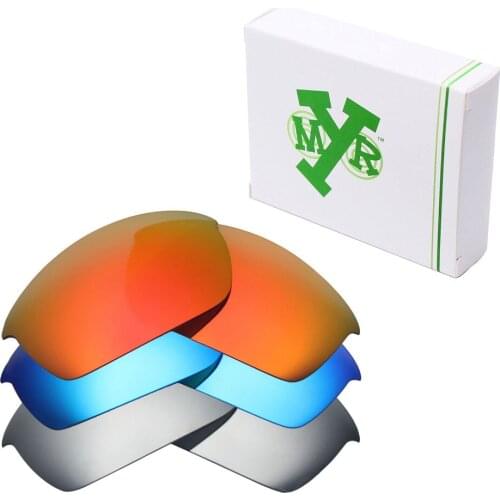 3 Pairs Mryok POLARIZED Replacement Lenses for Oakley Flak Jacket Sunglasses Ice Blue & Fire Red & Silver Titanium