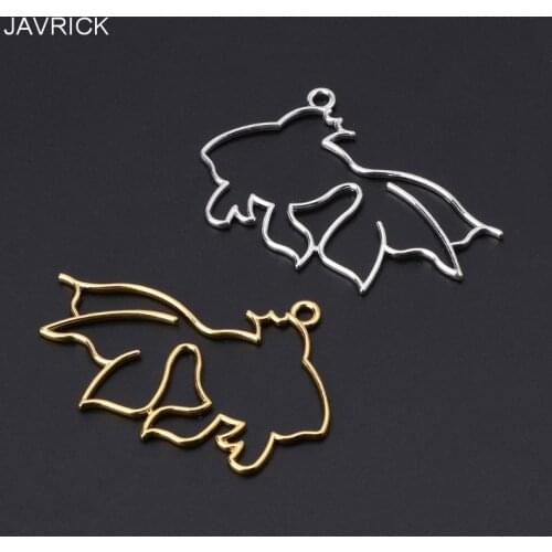 5Pcs Goldfish Blank Frame Pendants Open Bezel Setting UV Resin Jewelry Making