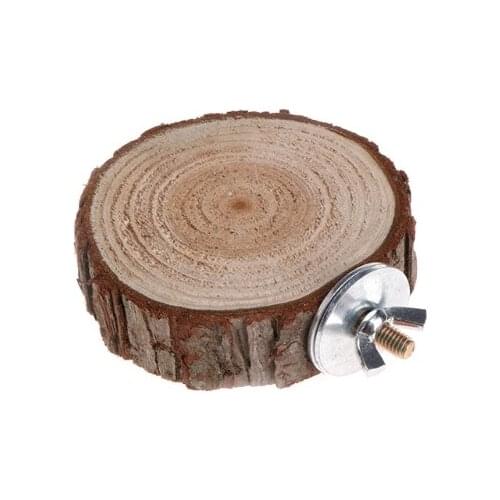 583A Pet Parrot Bird Cage Perch Platform Round Wooden Stand Board For Chinchilla Squirrel Birds