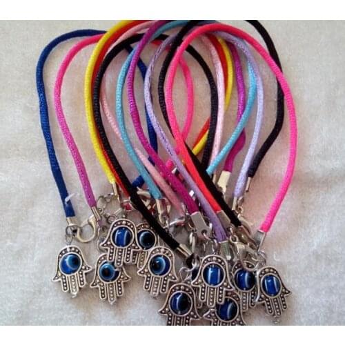 Free Ship 100Pcs Mixed HAMSA HAND Eye String Bracelets Lucky Charms Pendant