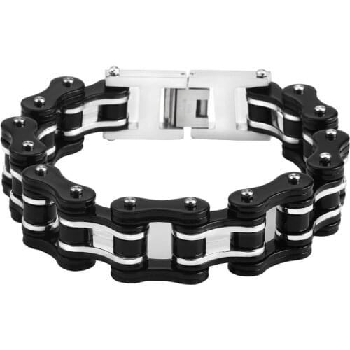 Punk Rock 316L Stainless Steel black Biker Mens Bracelet Link Chain Motorcycle Bike Bicycle Chain Bracelets Bangles fashion Gift