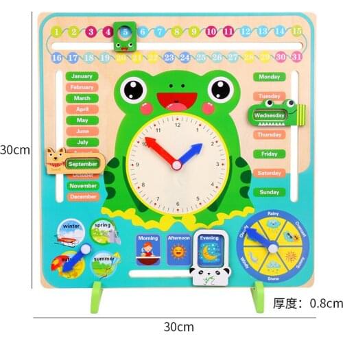 Montessori Wooden Toys Baby Weather Season Calendar Clock Time Cognition Preschool Educational Teaching Aids Toys For Children
