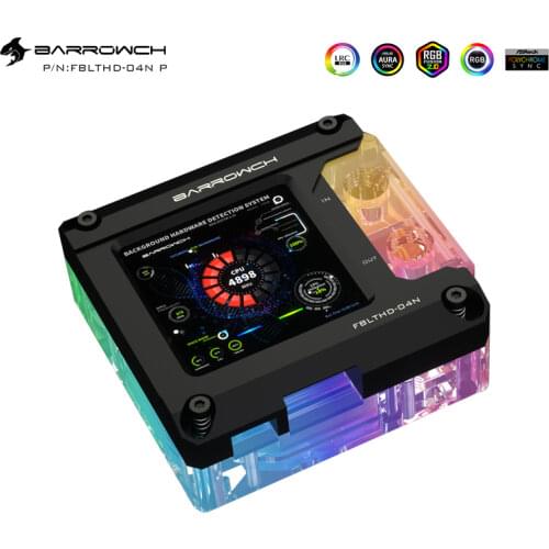 Barrowch HDMI Display CPU Water Block Temperature Monitor Display Screen for INTEL Platform 5V ARGB 3PIN AURA SYNC FBLTHD-04N