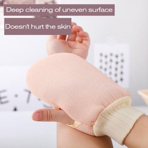Double-Sided Use Bath Shower Gloves Wash Skin Back Scrub Exfoliating SPA Massage Mitt Washcloth Body Scrubber Rubbing Towel Glov
