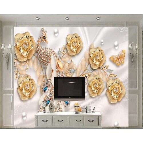 Beibehang Interior classic wallpaper luxury gold 3D stereo European floral wallpaper TV background papel de parede 3d wallpaper