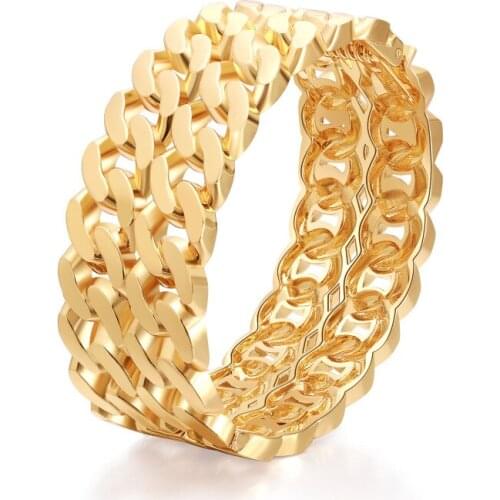 ORNAPEADIA 2021 Classic Twisted Chain Alloy Hollow Female Wide Side Bracelet for Women Luxury Fashion Bangles with Charm Jewelry