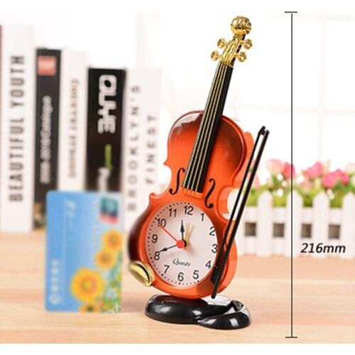 Creative Violin Alarm Clock Simulation Musical Instrument Dove Needle Clock Home Living Room Desktop Decoration