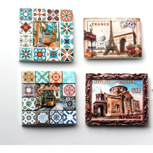 Resin Fridge Magnet London Armenia Portugal lisboa Albania Travel Souvenir Refrigerator Magnetic Sticker Craft Home Decor