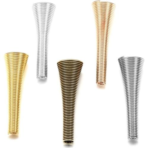 12pcs/lot 30x10mm Metal Spring Bead Caps Spacer End Caps Stoppers Metal Tube Caps for DIY Jewelry Accessories Findings