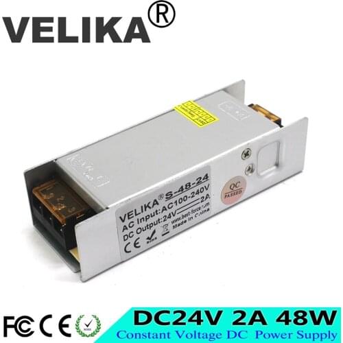Mini Size 2A 48W 24V Switch Power Supply Driver Adapter Voltage Transformer 100-240V AC DC SMPS for Led Strip Light Display CCTV