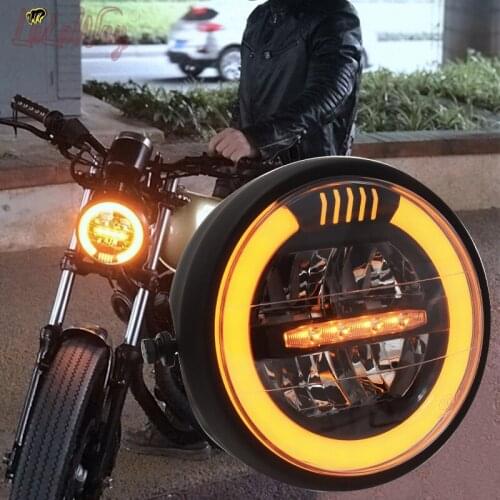 Motorcycle LED Headlight Assembly Halo Ring DRL with Lo/Hi Beam for Honda Shadow VT1000 VT600 Cafe Racer Chopper Sportster XL883