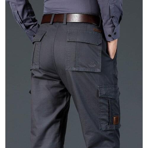 Autumn Winter Mens Cargo Pants Loose Gray Black Brown Work Men Trousers Military Tactical Pants Man Clothing