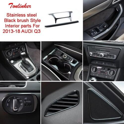 Tonlinker Cover Sticker For AUDI Q3 2013-18 Car Styling 1-2 Pcs Stainless steel Black brush All Interior parts Cover stickers
