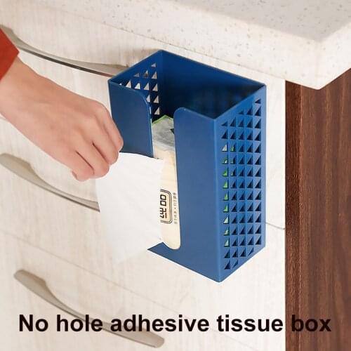 Wall Mounted Tissue Box Kitchen Napkin Toilet Paper Holder Punch-free Storage Case ABS Material Tissue Box