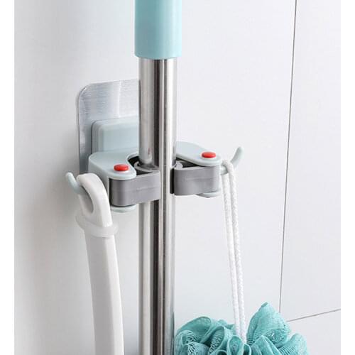 Single Mop Storage Hook, Firm Grip Non-marking Patch Keep Tidy Multifunctional Toilet Bathroom Rack 2021 New Arrivals