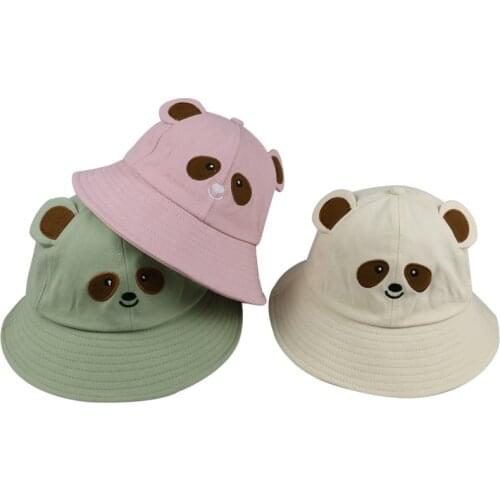 Cartoon Bear Bucket Hat Cute Summer Bucket Sun Hat Wide Brim Fisherman Cap for Women Beach Fishing Cap Sunscreen Female Sunhat