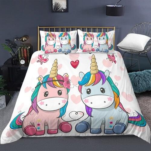 Cute Cartoon Unicorn Animal Pattern Duvet Cover for Home Bedding Room Quilt Covers Kids Children Bedding Sets Home Bed Decor