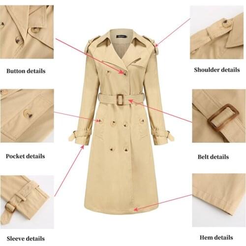 British Style 2021 Popular New Womens Windbreaker Slim Coat Over Knee Luxury Women Clothing Winter Coupe Vent Femme