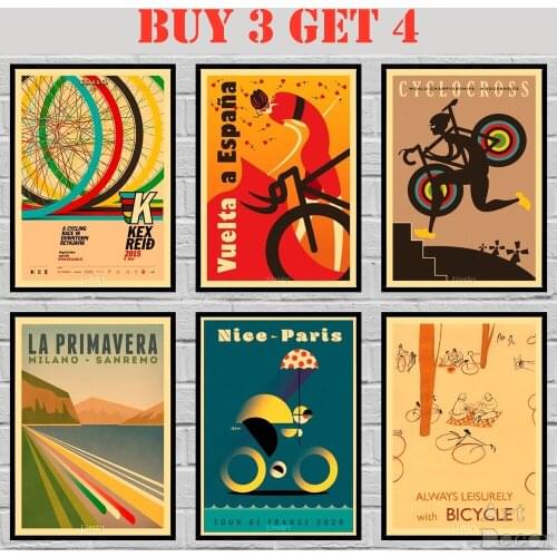 33 Desings Classic Tour France Kraft paper Poster Wall Art Painting Vintage Bike Poster Room Decoration 1 42X30cm