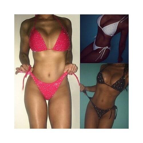 SEXY Women bikini set Push-up Bra Bandage Swimsuit adjusted e Swimwear low waist Bathing Suit sequin beachwear biquini