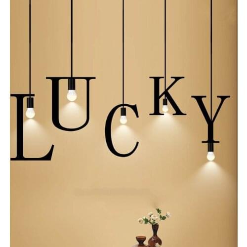 Nordic Iron DIY Pendant Lights Hanging Lamp 26 Letters Home Deco Kitchen Restaurant Hall Bar Cafe Led E27 Fixtures