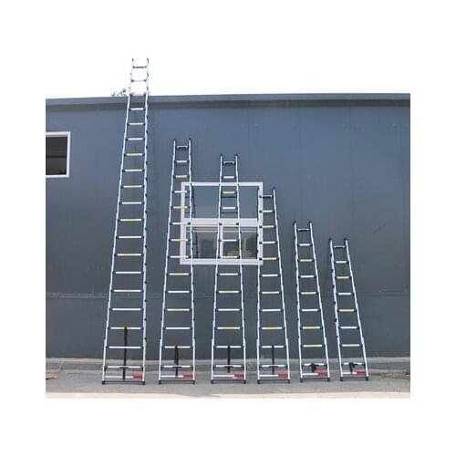 New 2.24M aluminum alloy thickening household telescopic ladder folding ladder straight ladder engineering industrial decoration