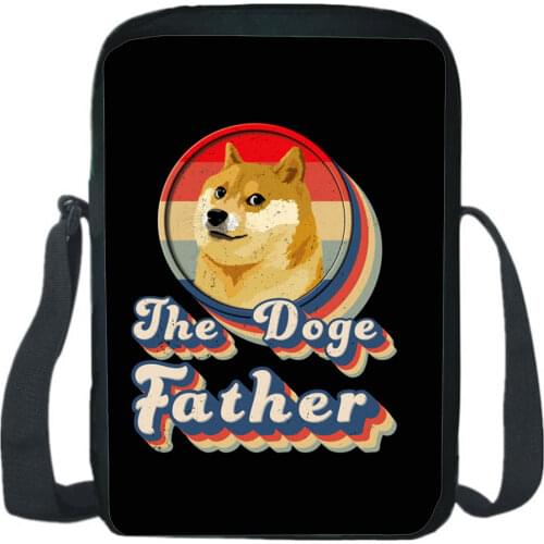 Dogecoin Shoulder Bag Fashion Printing Mochila Casual Tote Outdoor Bag Canvas Zipper Students Messenger Messenger Bags